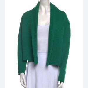 Elyse Walker Label green open front 100% cashmere sweater